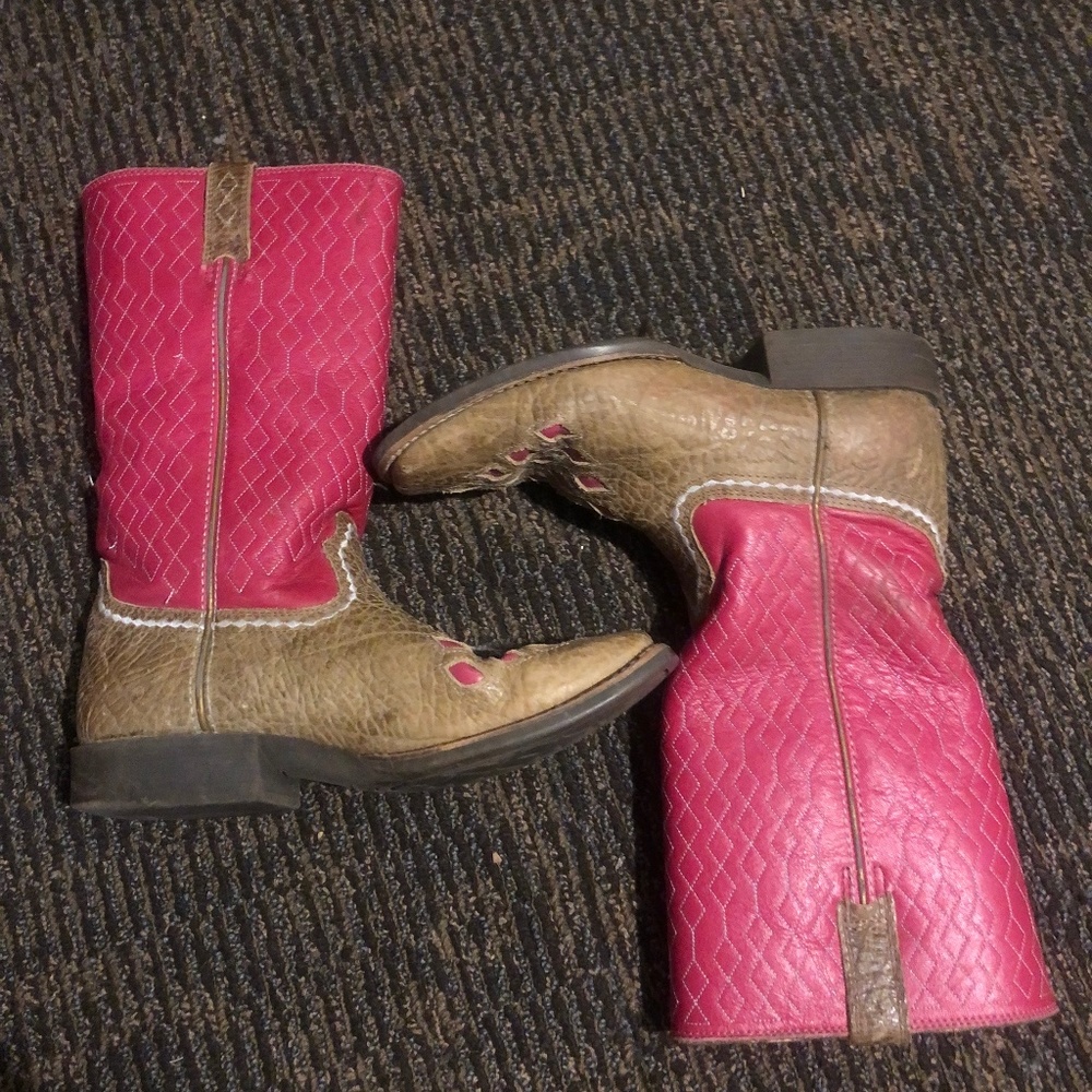 Brown And Pink Cowgirl Boots
